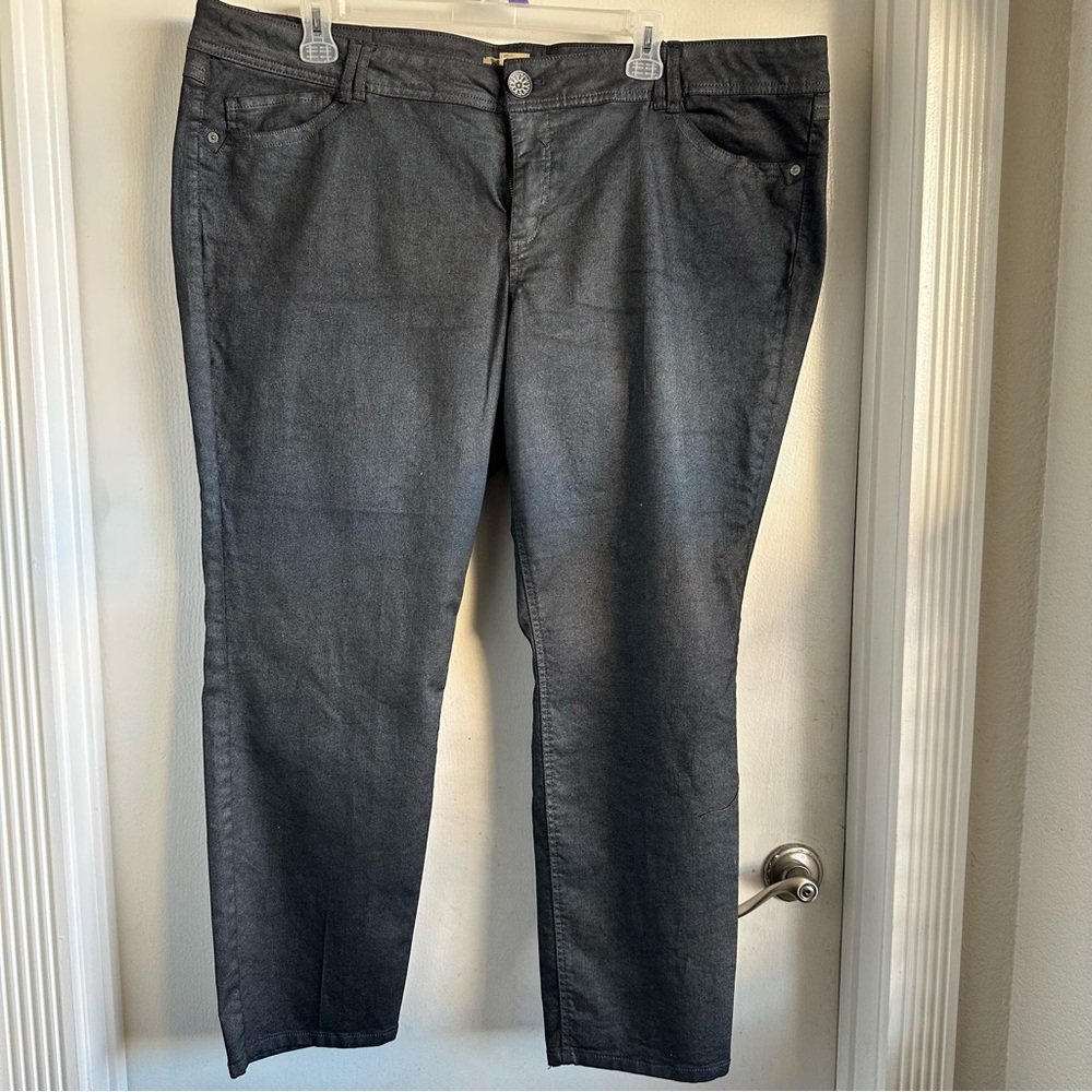 Democracy Liberty Skinny Charcoal Straight Leg Boot Cut Stretchy Jeans Size 24